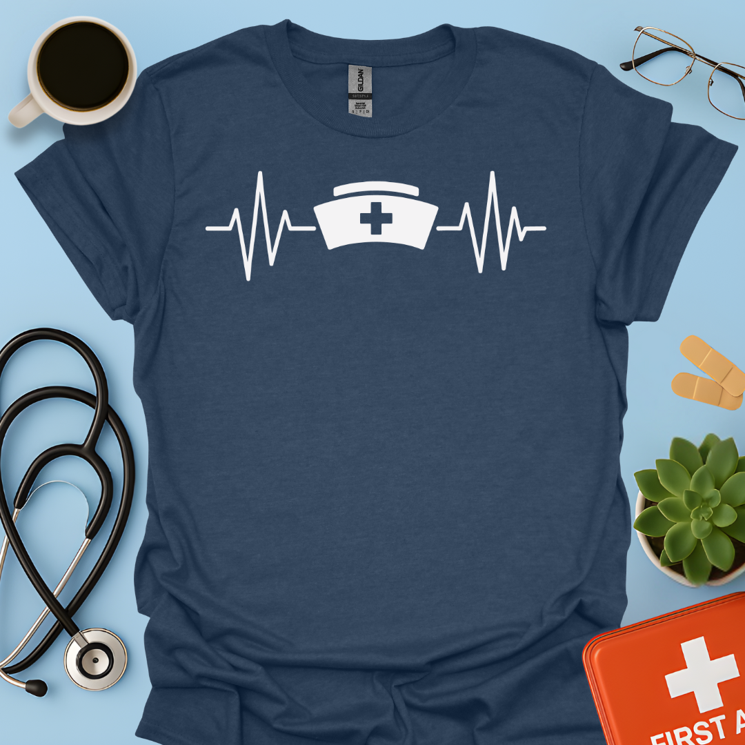 Battito Cardiaco, Linea ECG, Cappello Da Infermiera - Infermiera Maglietta