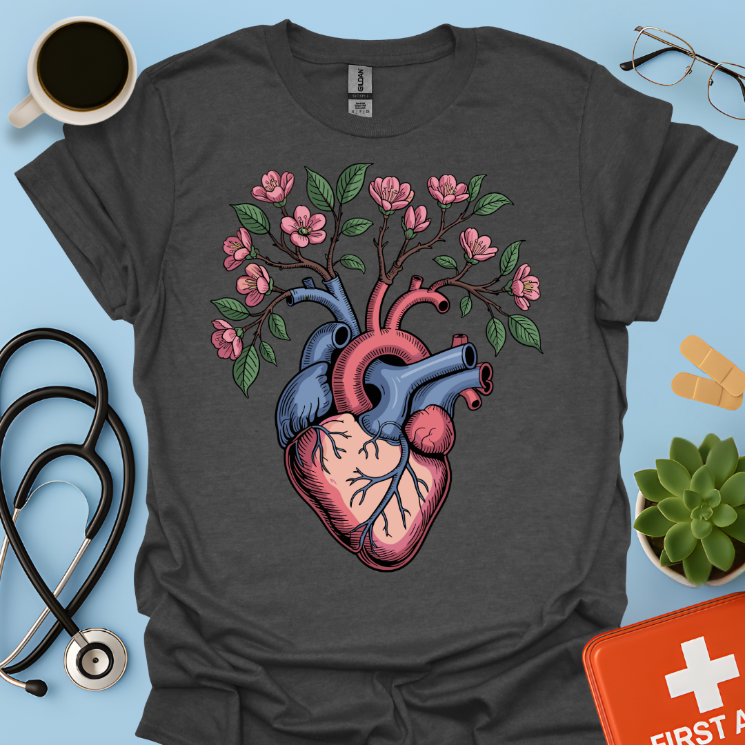 Anatomia Floreale Cuore Medicina Maglietta