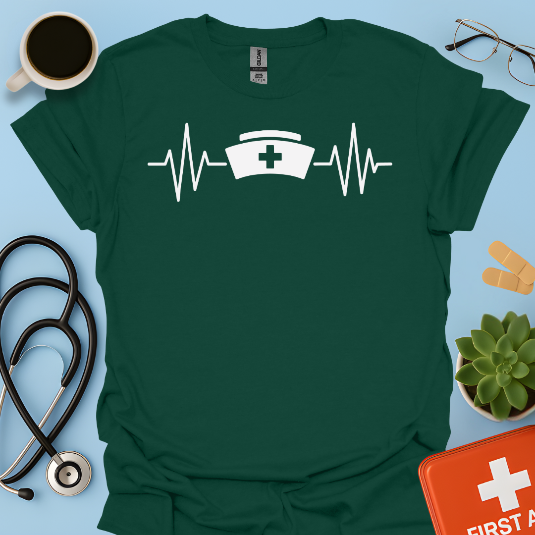 Battito Cardiaco, Linea ECG, Cappello Da Infermiera - Infermiera Maglietta