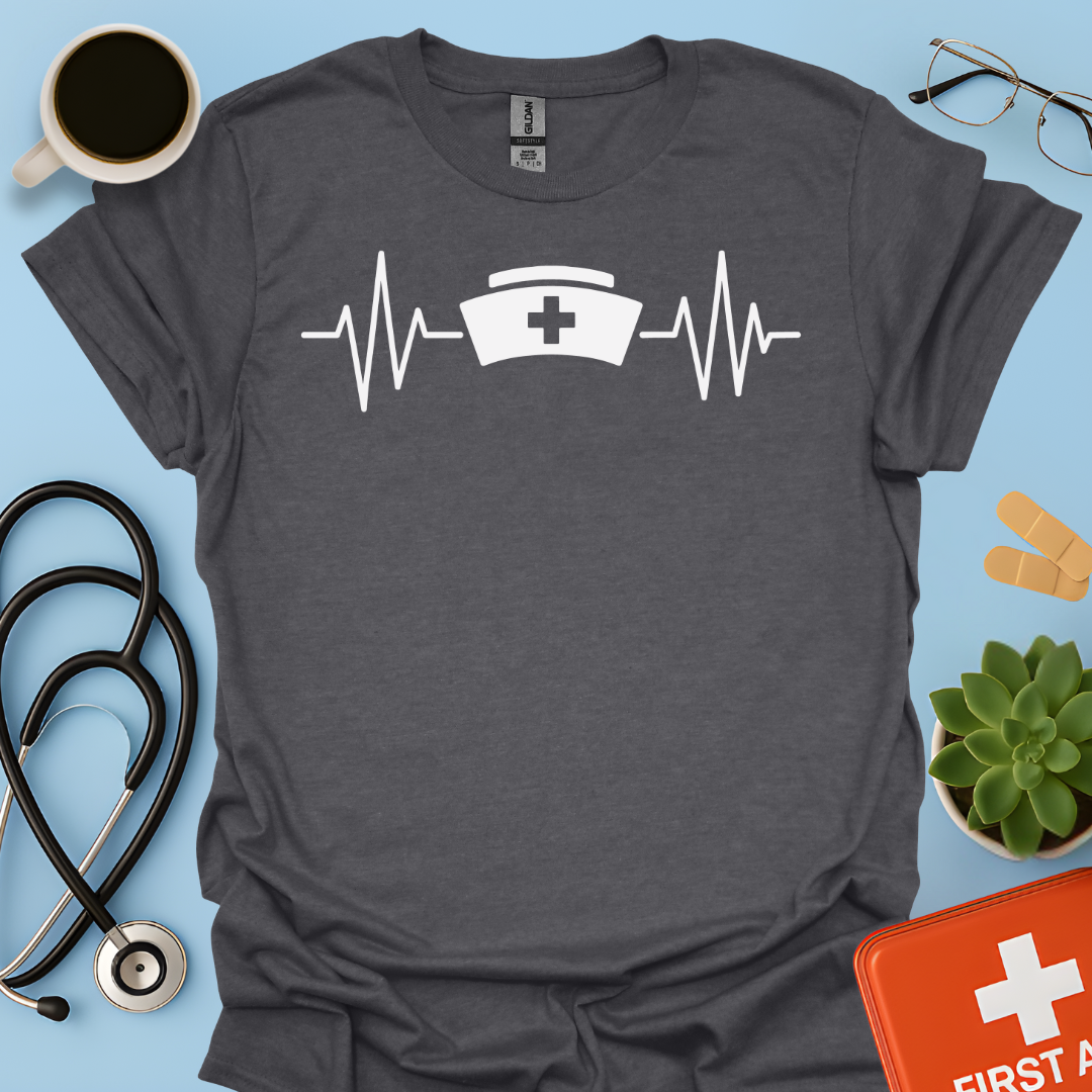 Battito Cardiaco, Linea ECG, Cappello Da Infermiera - Infermiera Maglietta