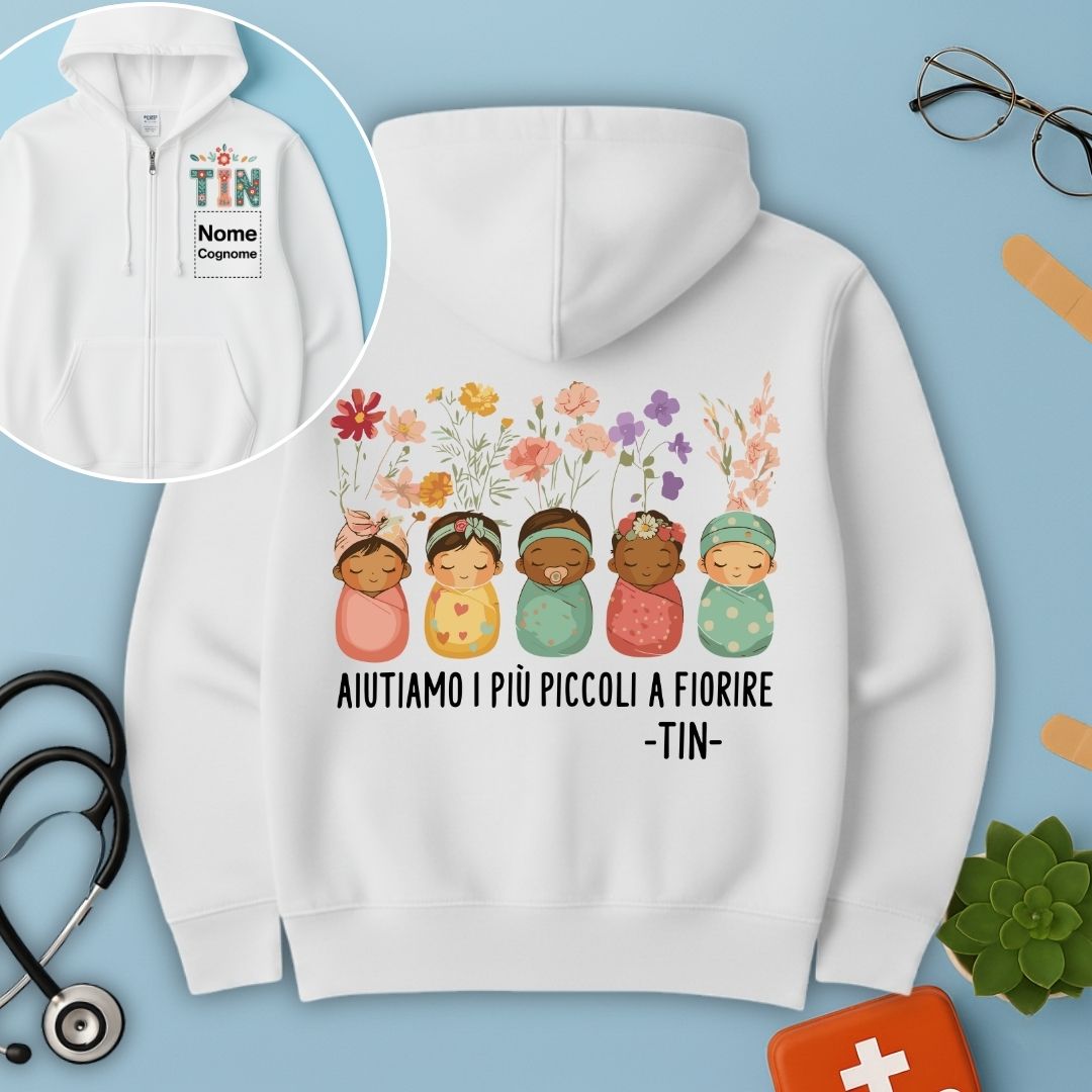 Felpa con cappuccio e zip TIN