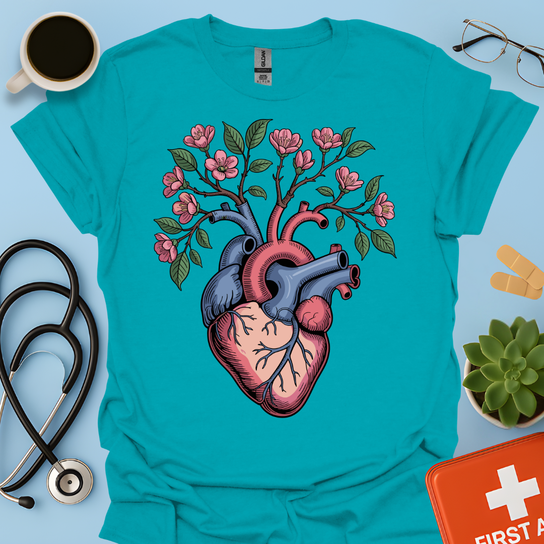 Anatomia Floreale Cuore Medicina Maglietta
