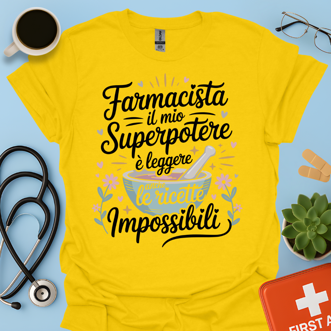 Farmacista il mio superpotere è leggere anche le ricette impossibili — Farmacista Maglietta