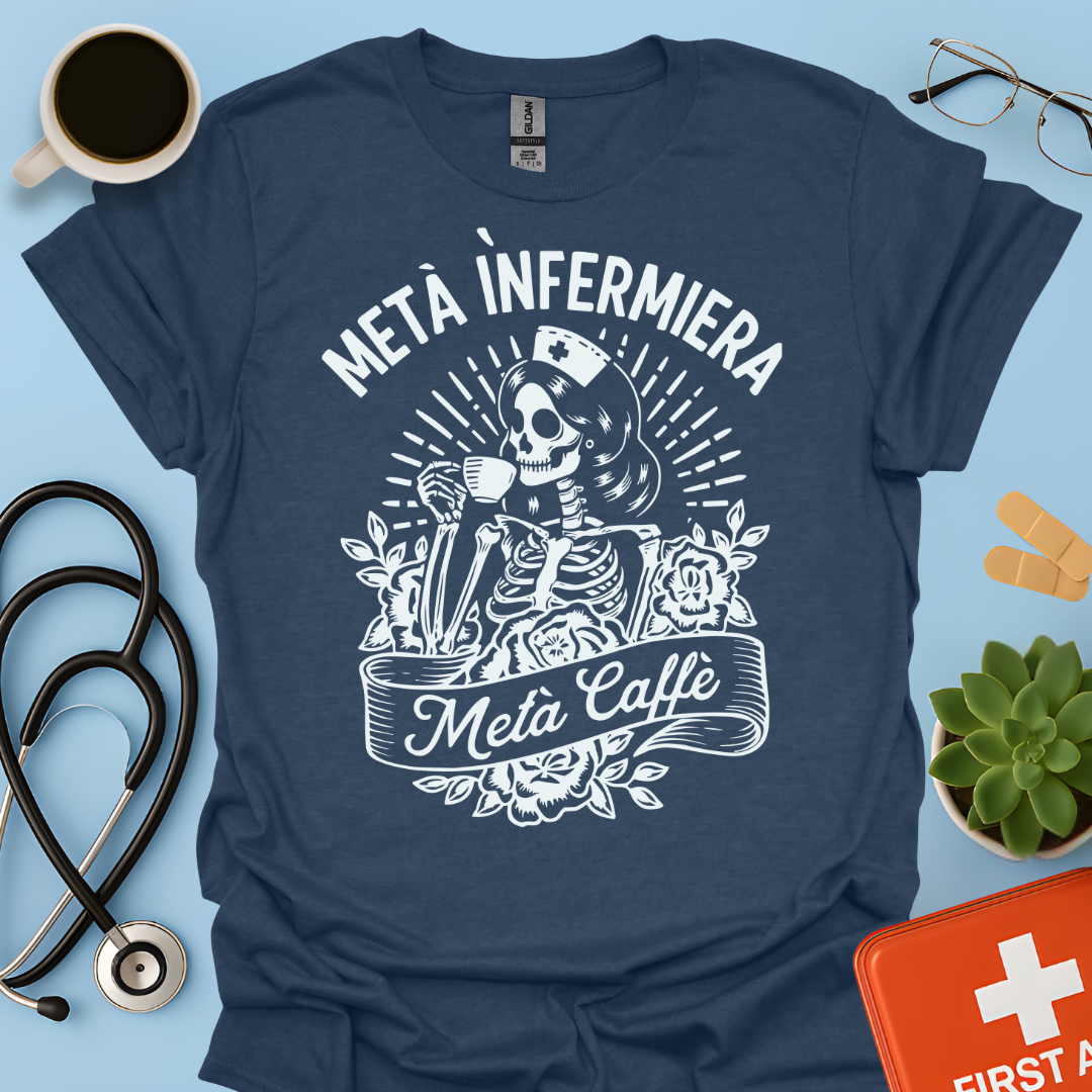 Metà Infermiera Metà Caffè Maglietta