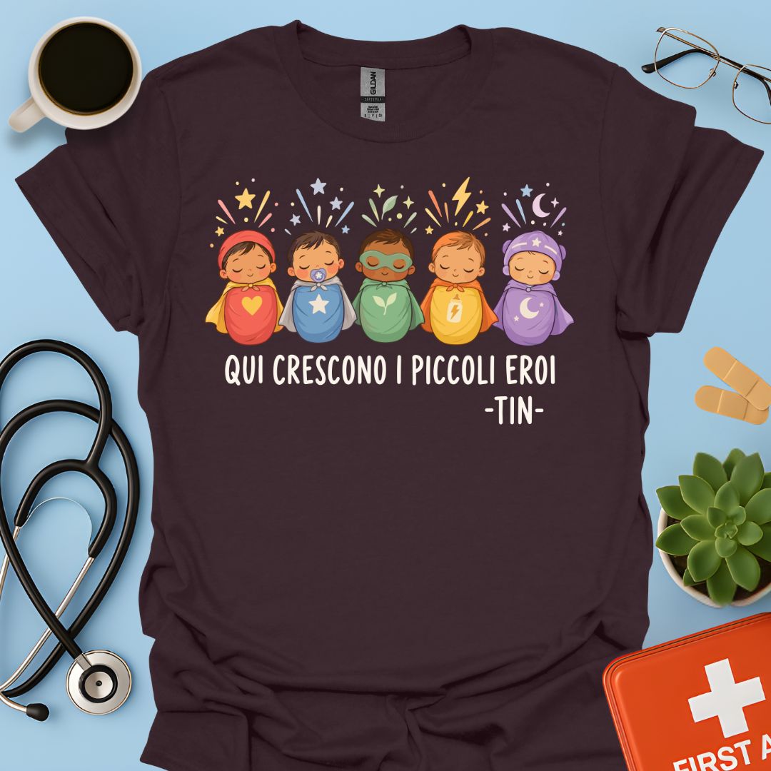 Maglietta TIN Neonati Supereroi – Cioccolato Fondente