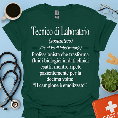 Maglietta Tecnico di Laboratorio – Campione Emolizzato – Regalo Ironico TSRM