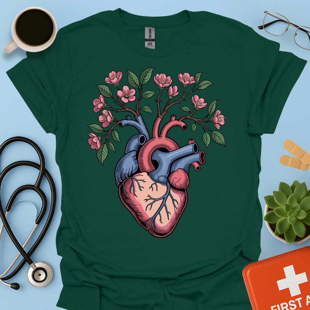 Anatomia Floreale Cuore Medicina Maglietta