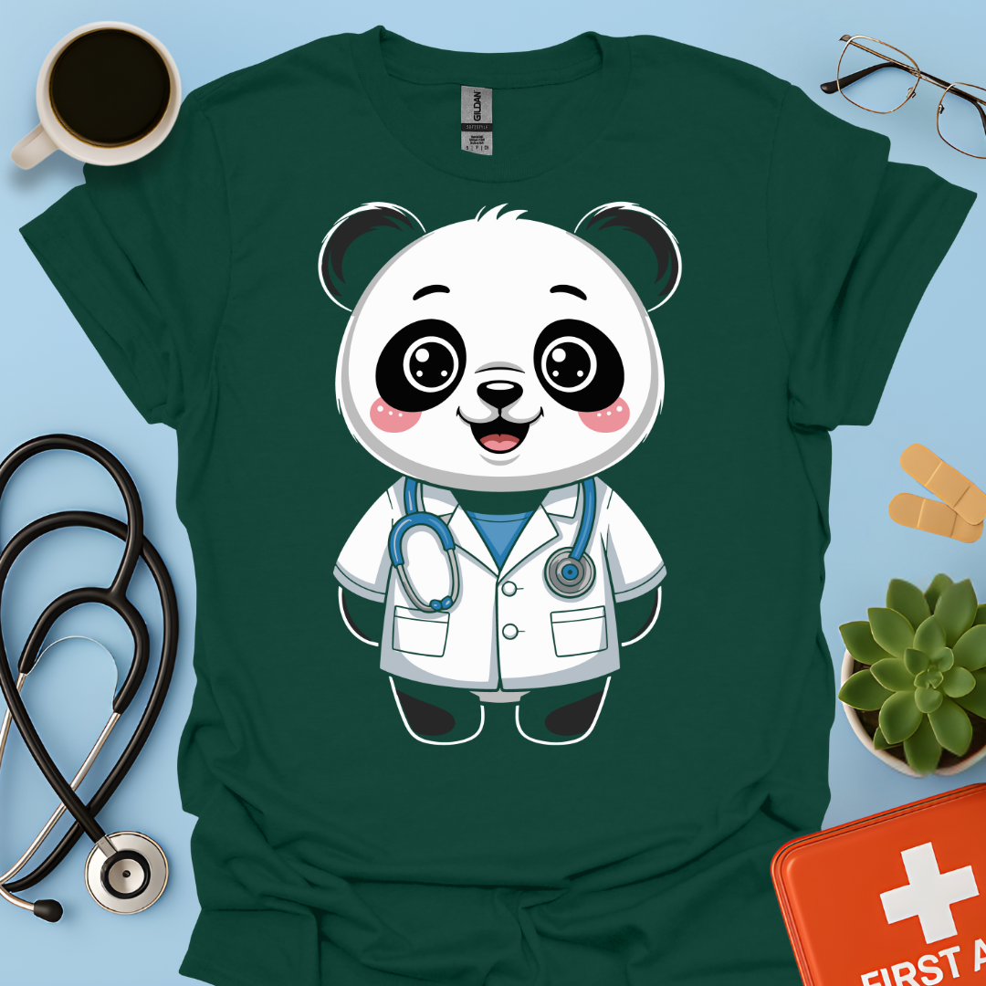 Panda Dottore Carino Maglietta