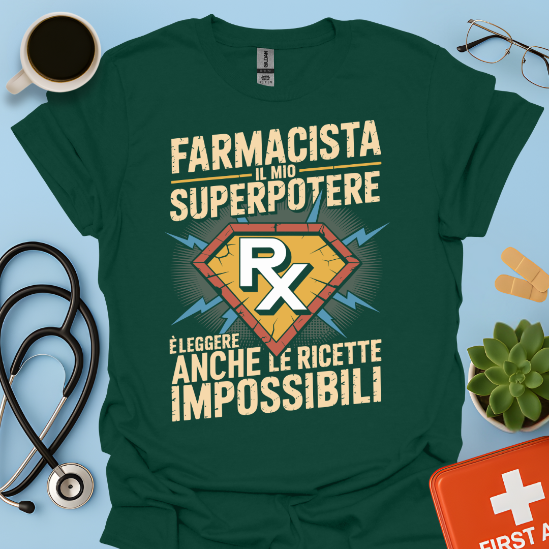 Farmacista il mio superpotere è leggere anche le ricette impossibili- Farmacista Maglietta
