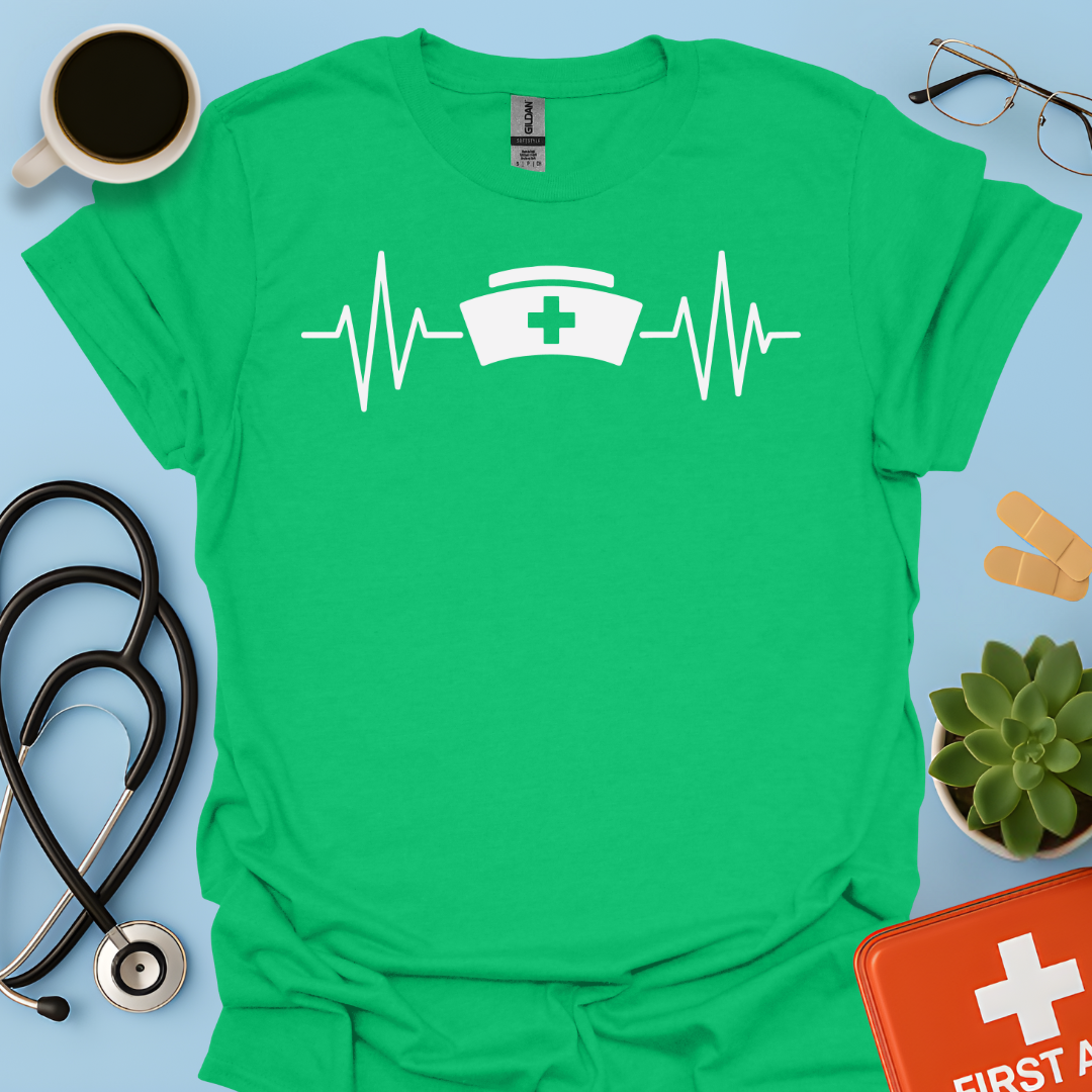 Battito Cardiaco, Linea ECG, Cappello Da Infermiera - Infermiera Maglietta