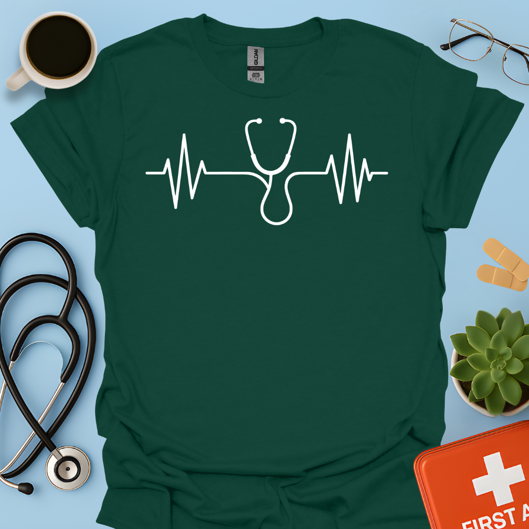 Battito Cardiaco, Linea ECG, Stetoscopio - Dottoressa Dottore Medico Maglietta
