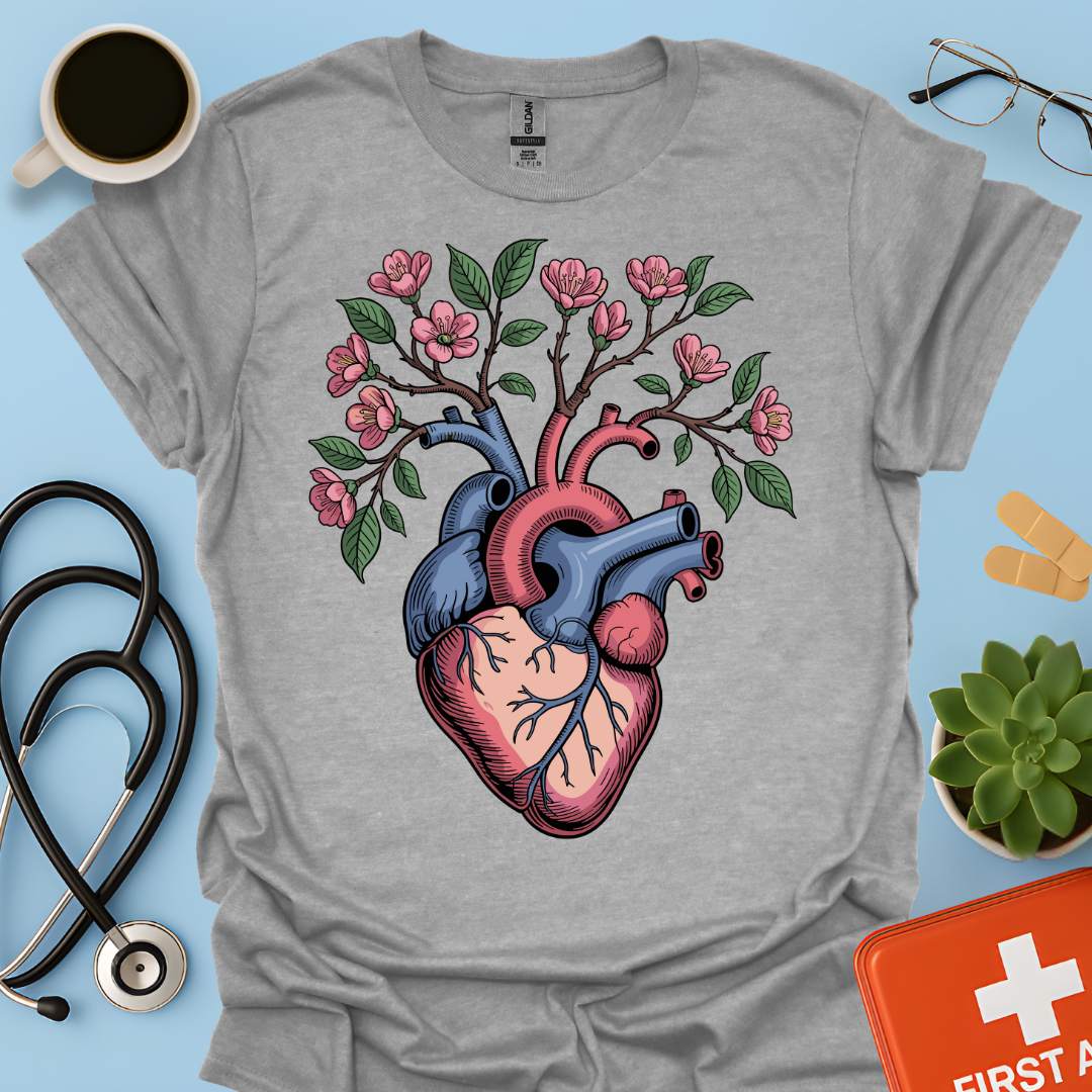 Anatomia Floreale Cuore Medicina Maglietta