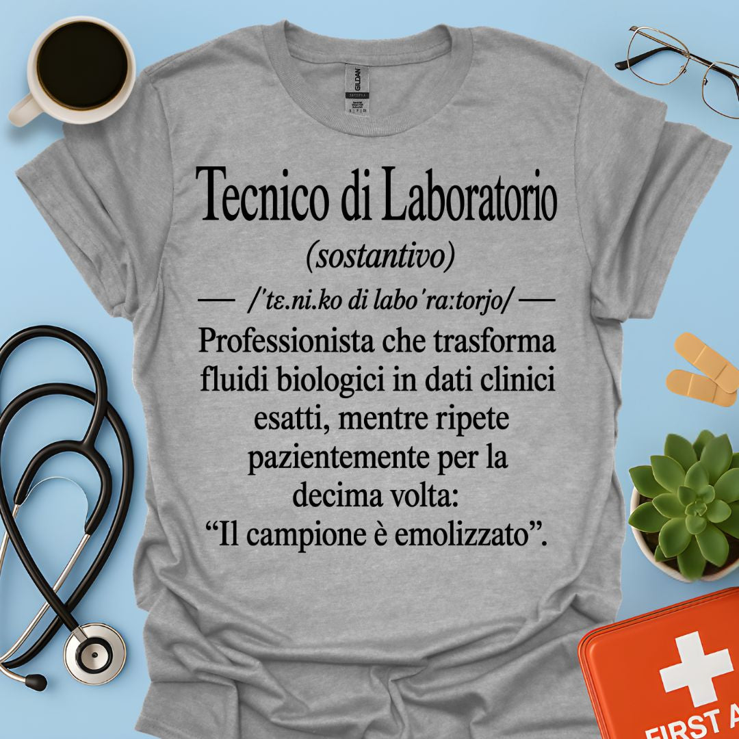 Maglietta Tecnico di Laboratorio – Campione Emolizzato – Regalo Ironico TSRM