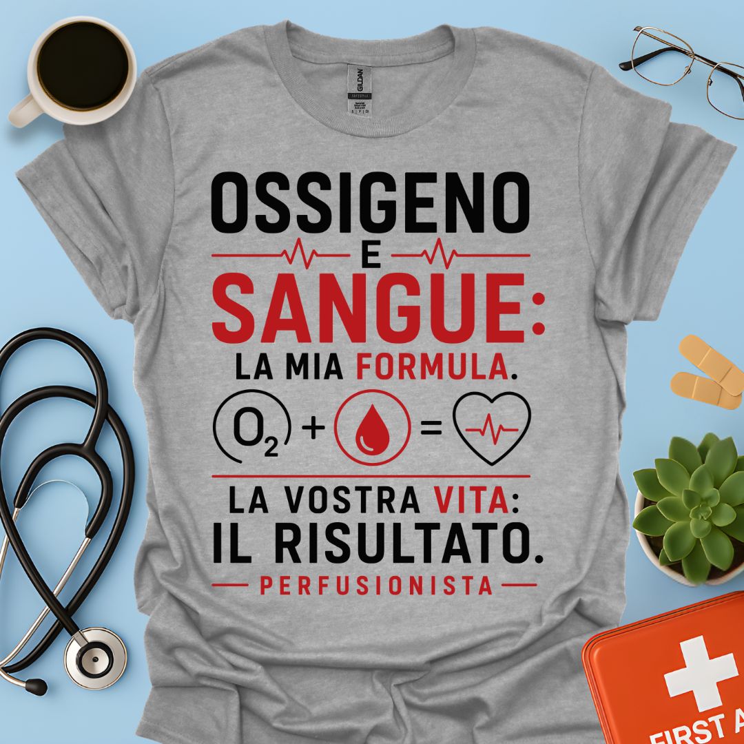 Perfusionista – Maglietta "Ossigeno e Sangue: La Mia Formula"