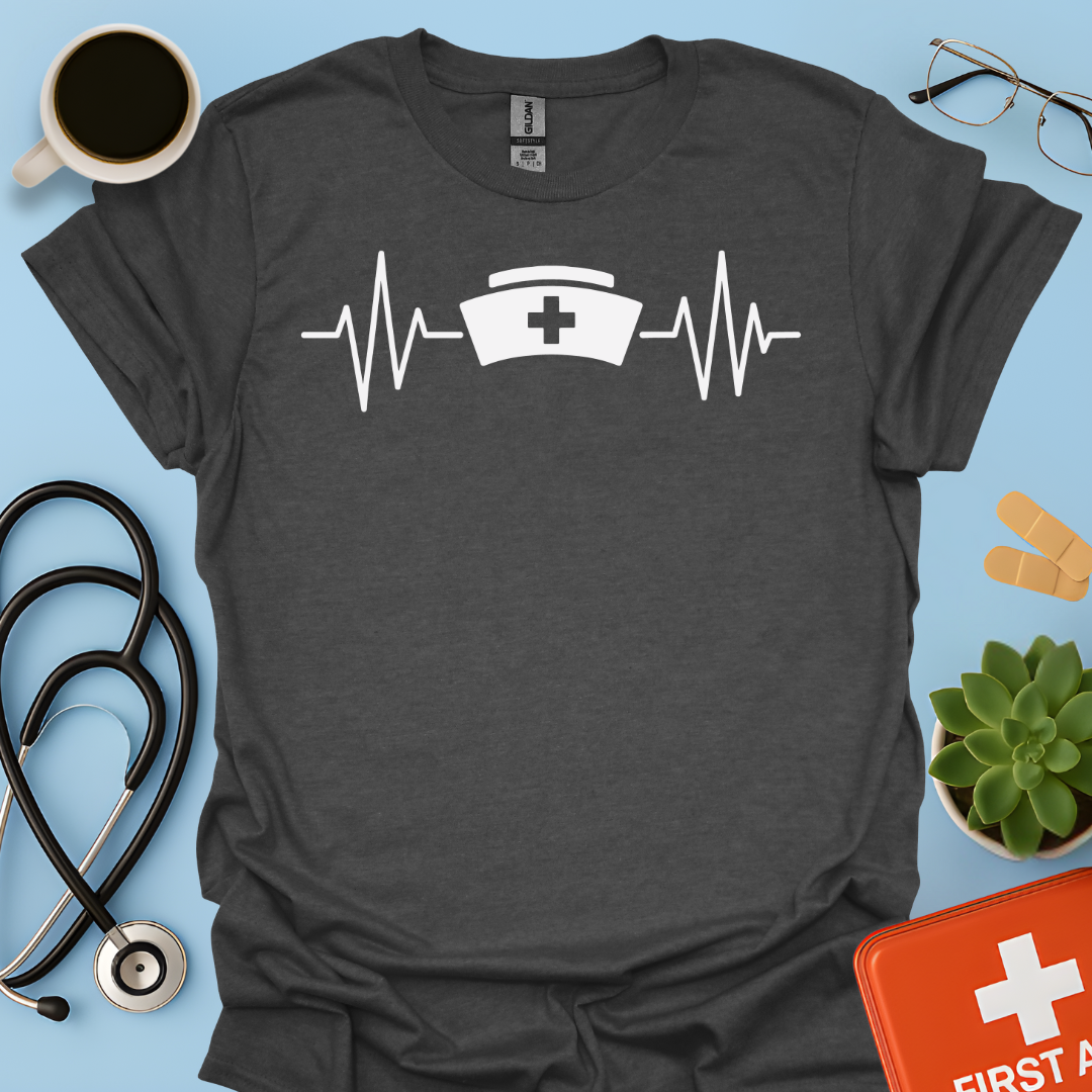 Battito Cardiaco, Linea ECG, Cappello Da Infermiera - Infermiera Maglietta