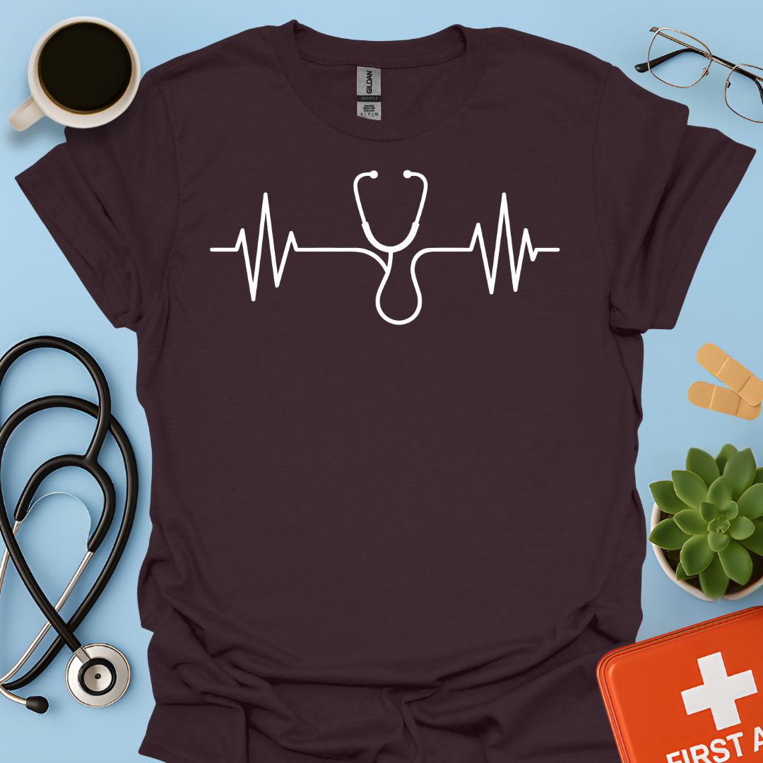 Battito Cardiaco, Linea ECG, Stetoscopio - Dottoressa Dottore Medico Maglietta