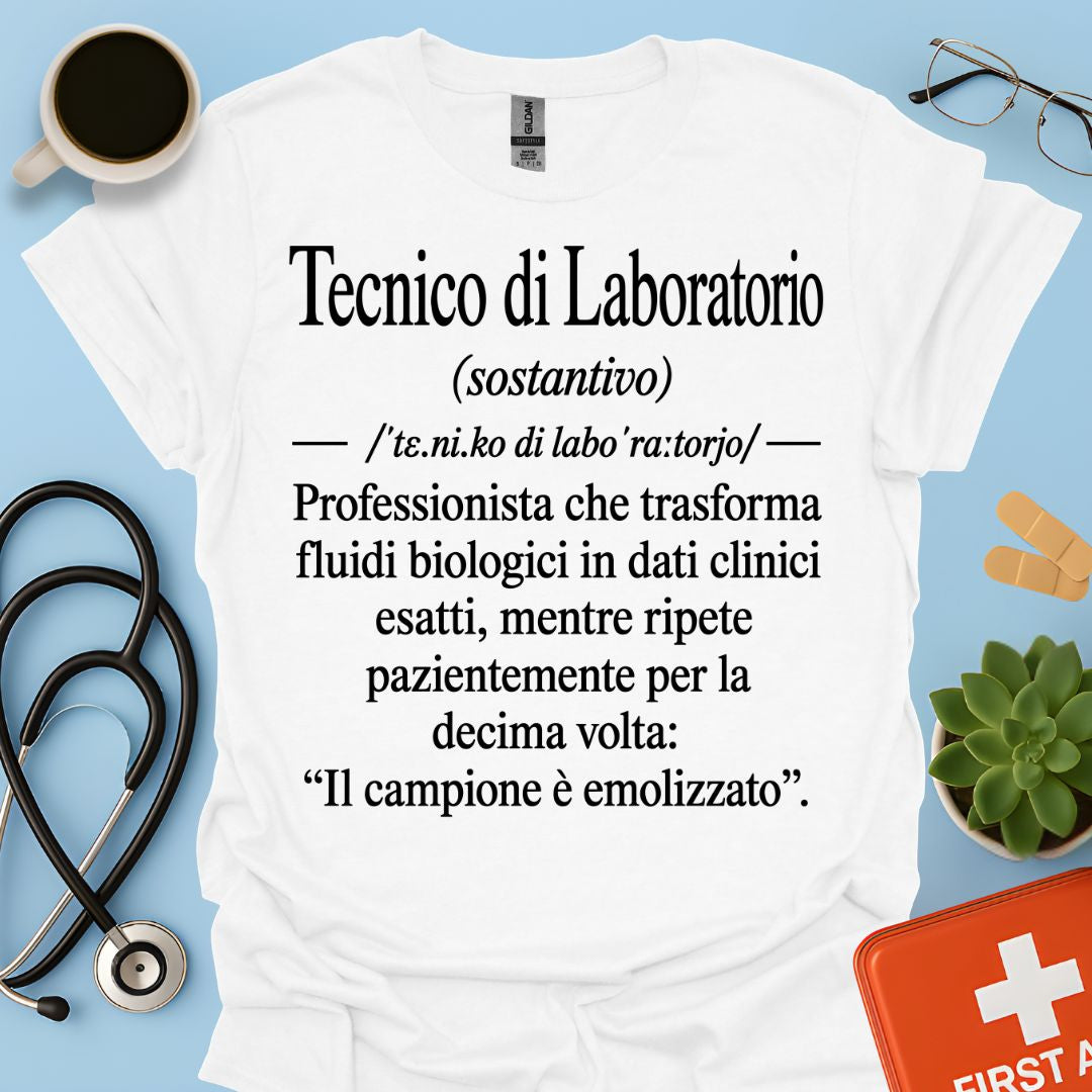 Maglietta Tecnico di Laboratorio – Campione Emolizzato – Regalo Ironico TSRM