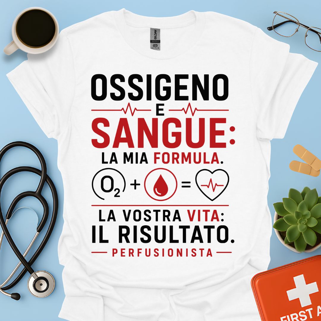 Perfusionista – Maglietta "Ossigeno e Sangue: La Mia Formula"