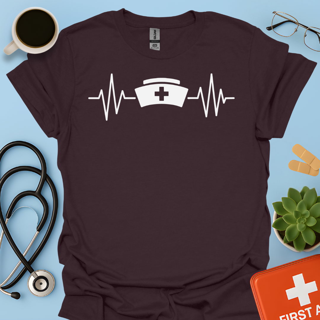 Battito Cardiaco, Linea ECG, Cappello Da Infermiera - Infermiera Maglietta