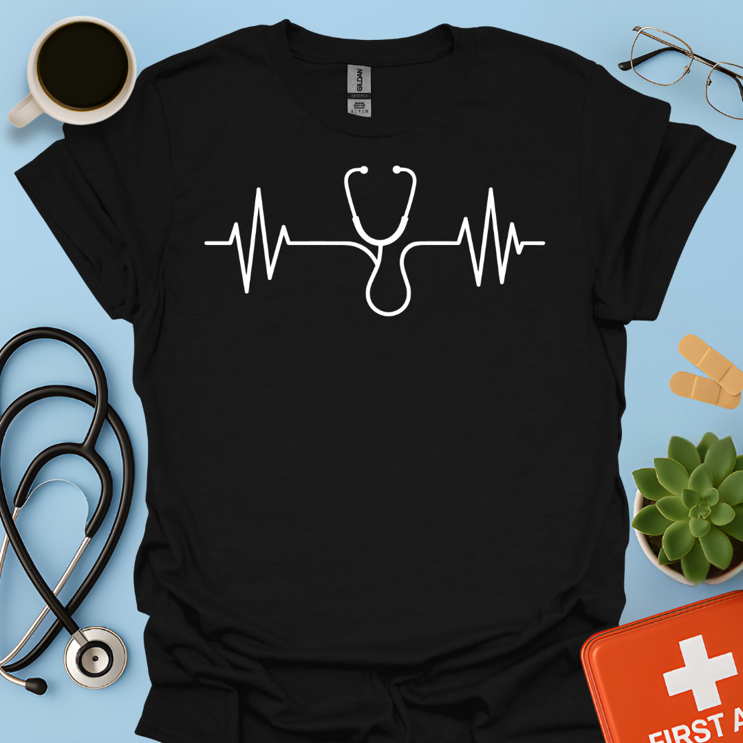 Battito Cardiaco, Linea ECG, Stetoscopio - Dottoressa Dottore Medico Maglietta