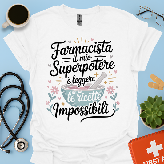Farmacista il mio superpotere è leggere anche le ricette impossibili — Farmacista Maglietta