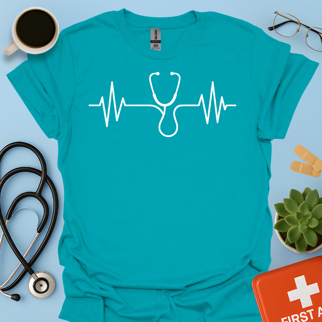 Battito Cardiaco, Linea ECG, Stetoscopio - Dottoressa Dottore Medico Maglietta