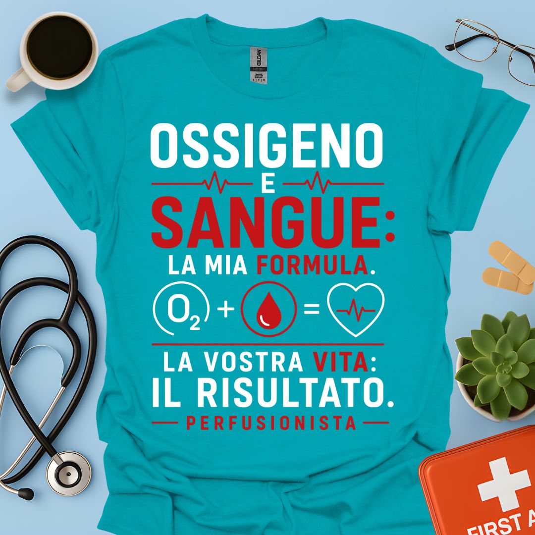 Perfusionista – Maglietta "Ossigeno e Sangue: La Mia Formula"