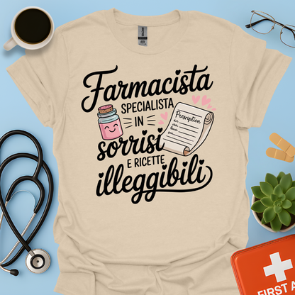 Farmacista specialista in sorrisi e ricette illeggibili — Farmacista Maglietta