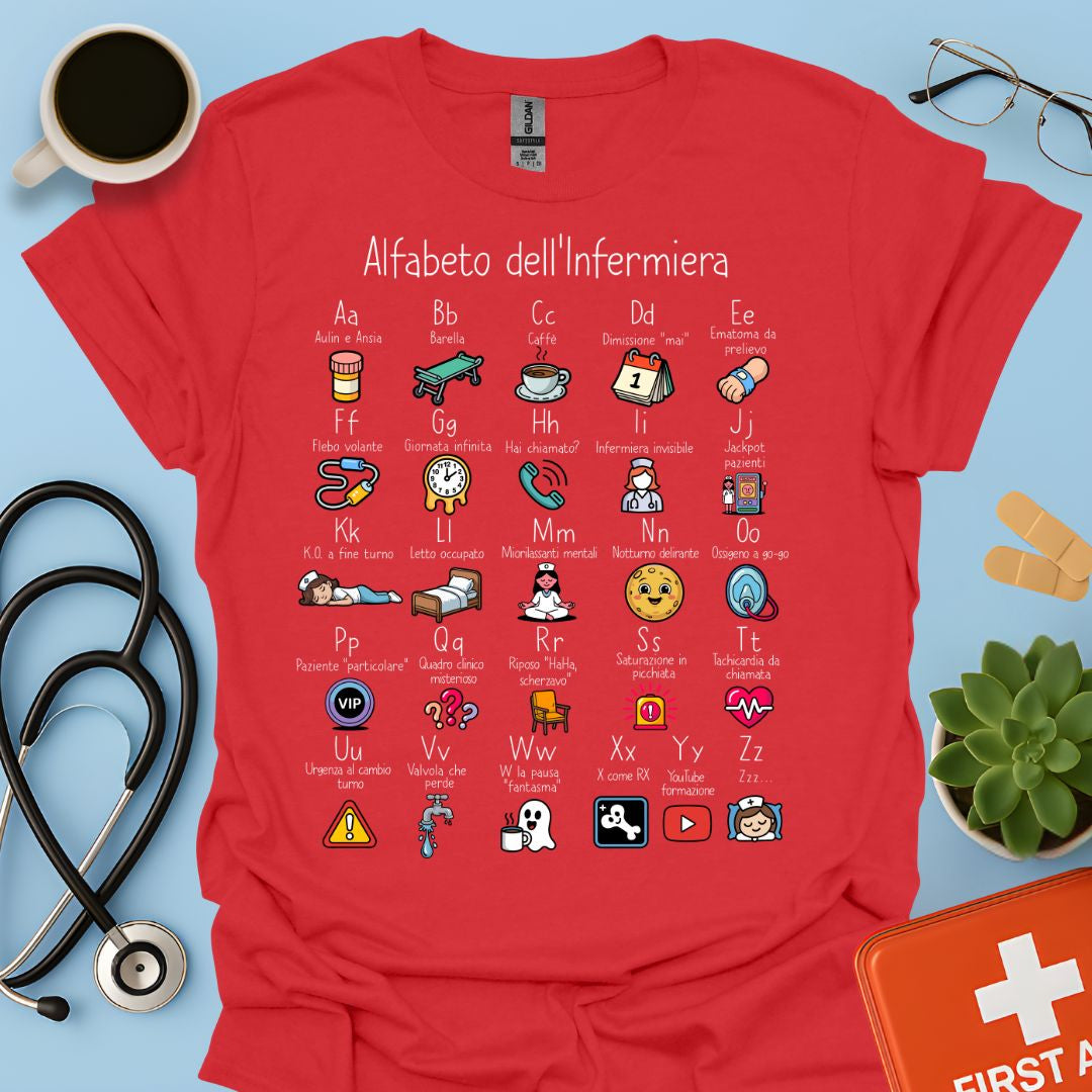 Alfabeto dell'Infermiera Maglietta