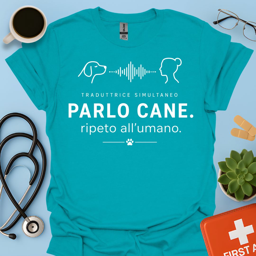Parlo Cane Ripeto all'Umano – Maglietta Addestratrice Veterinaria Divertente