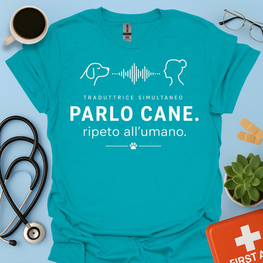 Parlo Cane Ripeto all'Umano – Maglietta Addestratrice Veterinaria Divertente