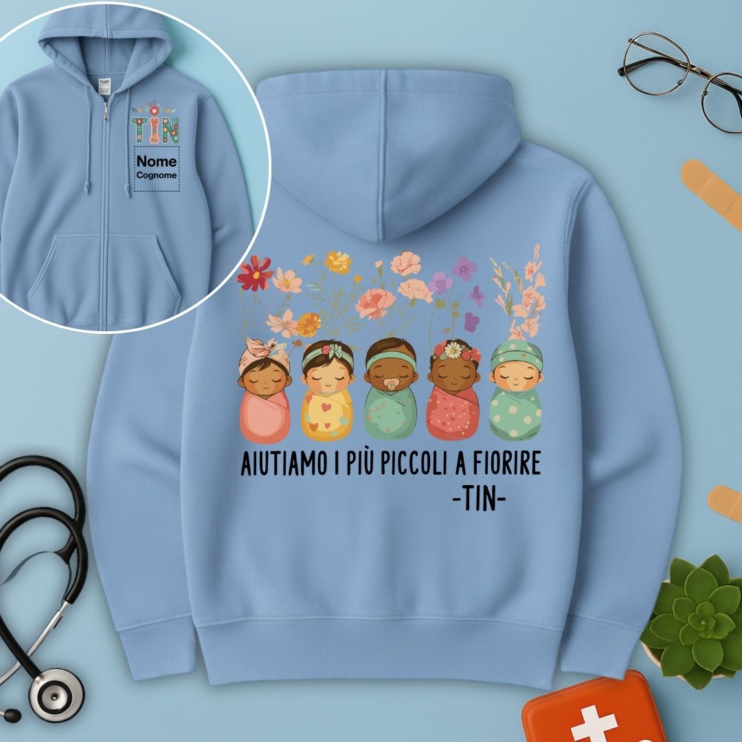 Felpa con cappuccio e zip TIN