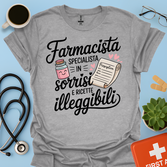 Farmacista specialista in sorrisi e ricette illeggibili — Farmacista Maglietta