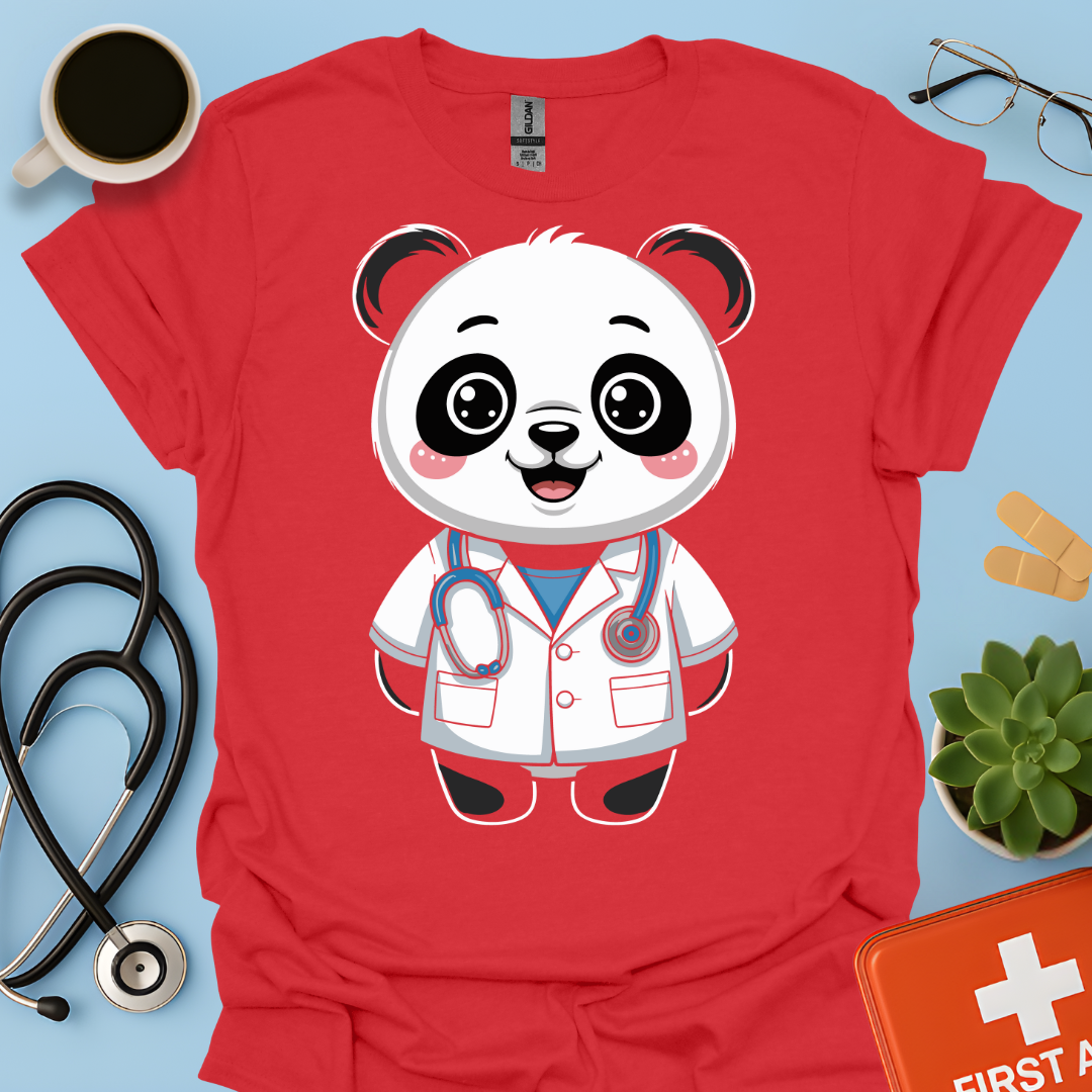 Panda Dottore Carino Maglietta