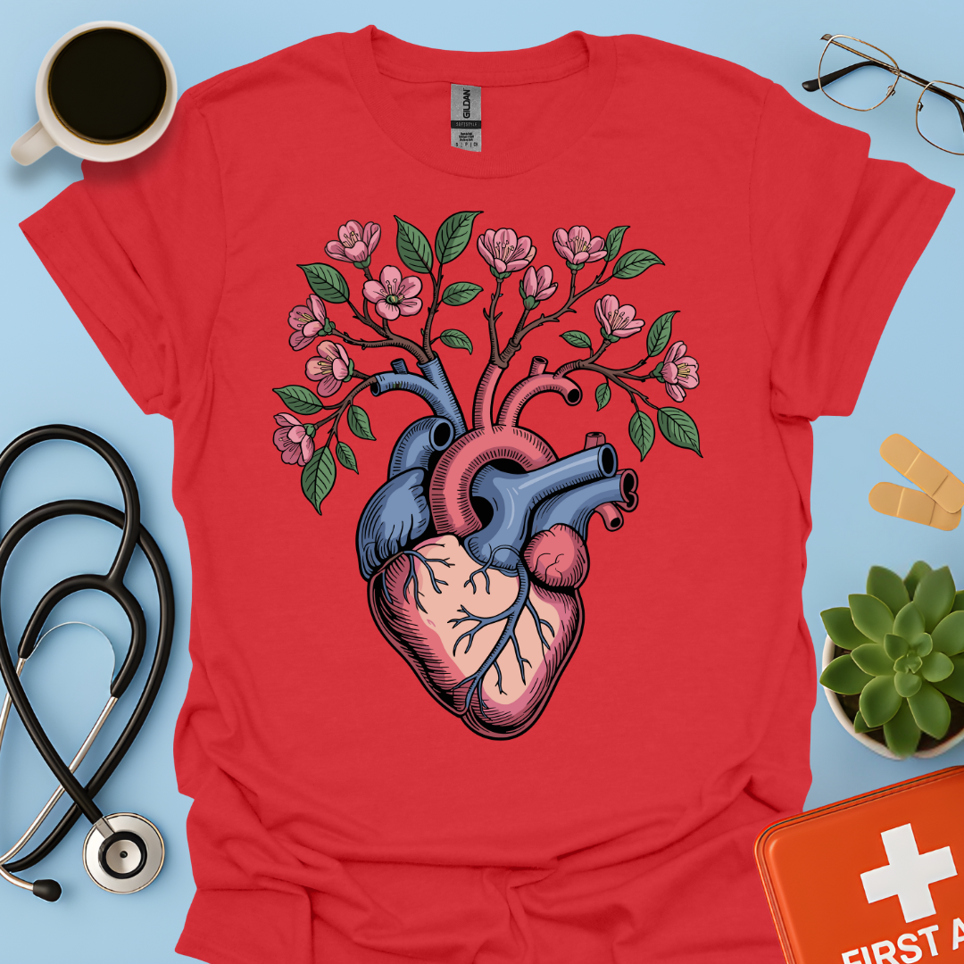 Anatomia Floreale Cuore Medicina Maglietta