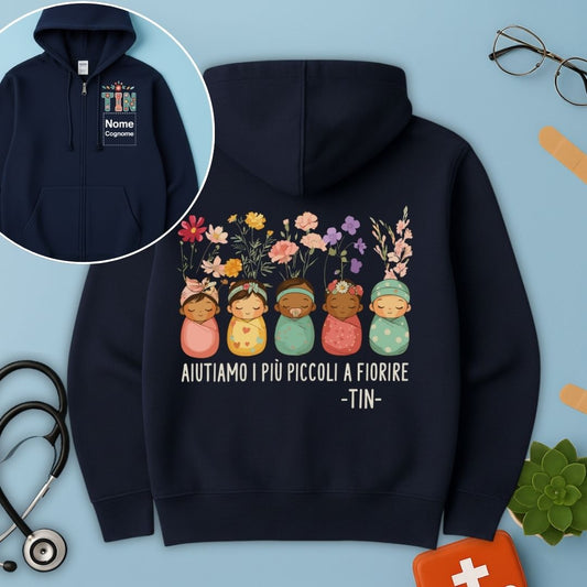 Felpa con cappuccio e zip TIN