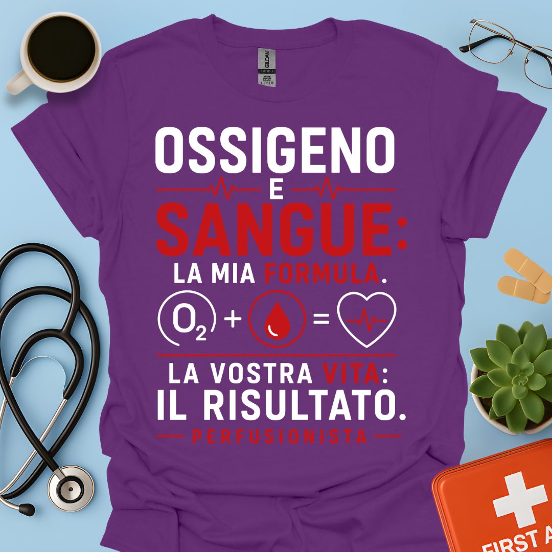Perfusionista – Maglietta "Ossigeno e Sangue: La Mia Formula"