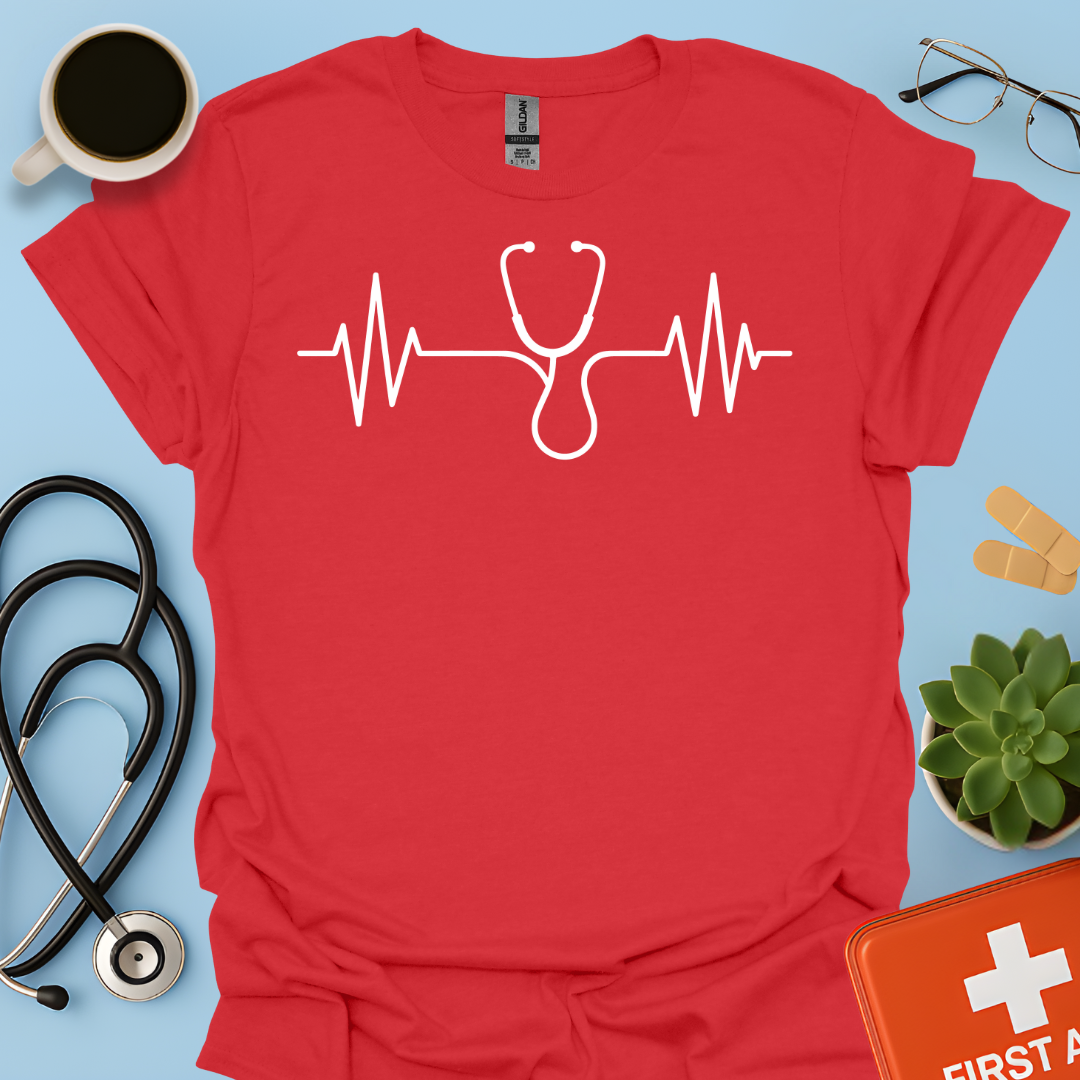 Battito Cardiaco, Linea ECG, Stetoscopio - Dottoressa Dottore Medico Maglietta