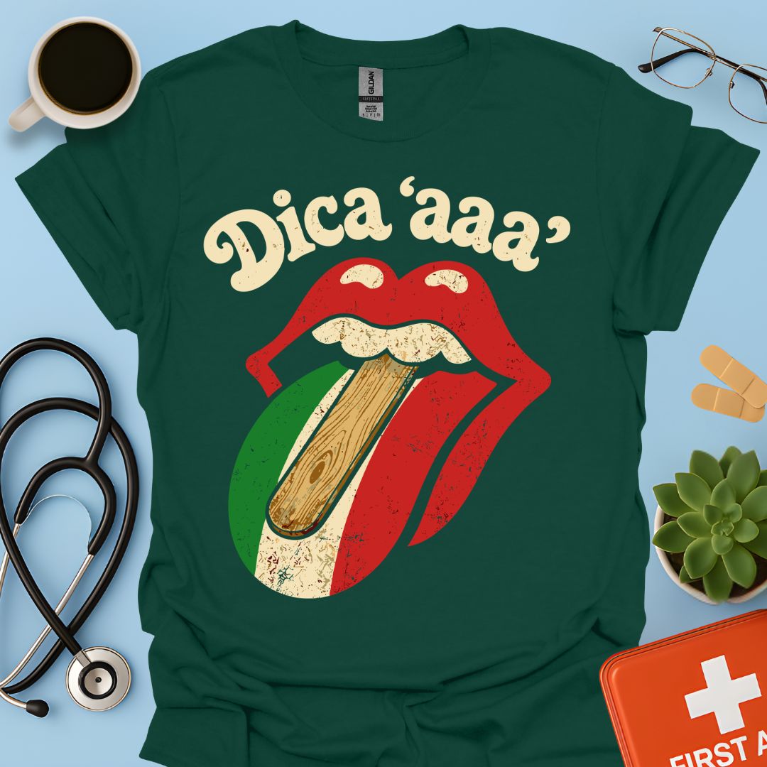 Dica 'aaa' - Maglietta Divertente e Vintage per Medico