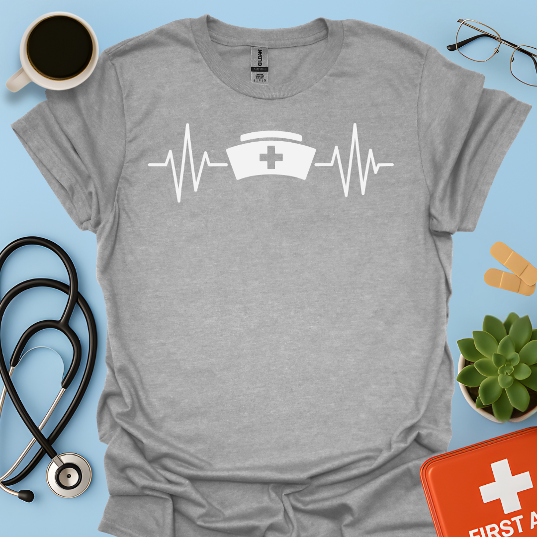 Battito Cardiaco, Linea ECG, Cappello Da Infermiera - Infermiera Maglietta