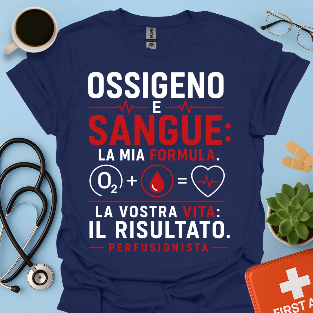 Perfusionista – Maglietta "Ossigeno e Sangue: La Mia Formula"