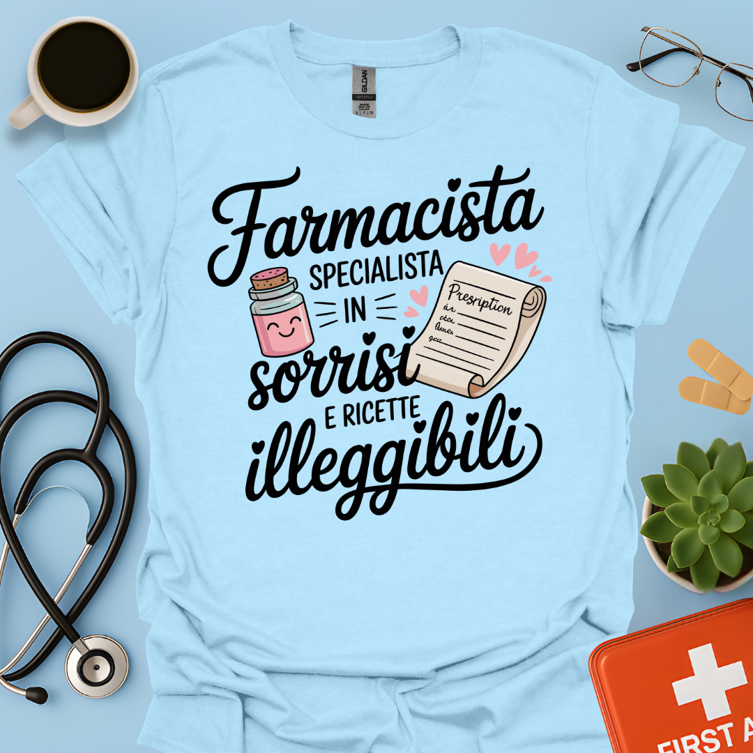 Farmacista specialista in sorrisi e ricette illeggibili — Farmacista Maglietta