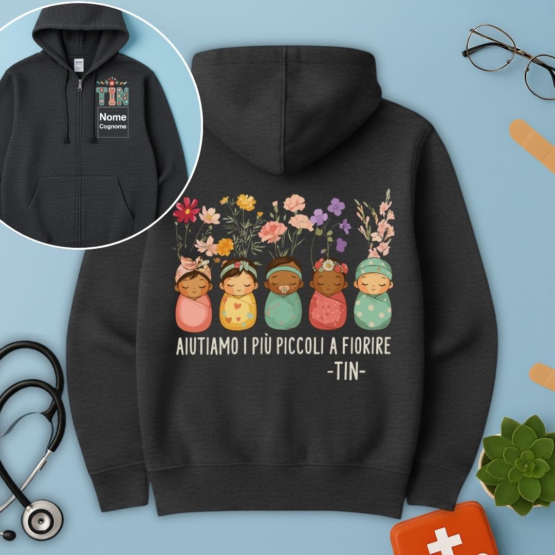 Felpa con cappuccio e zip TIN