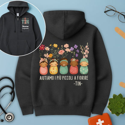 Felpa con cappuccio e zip TIN