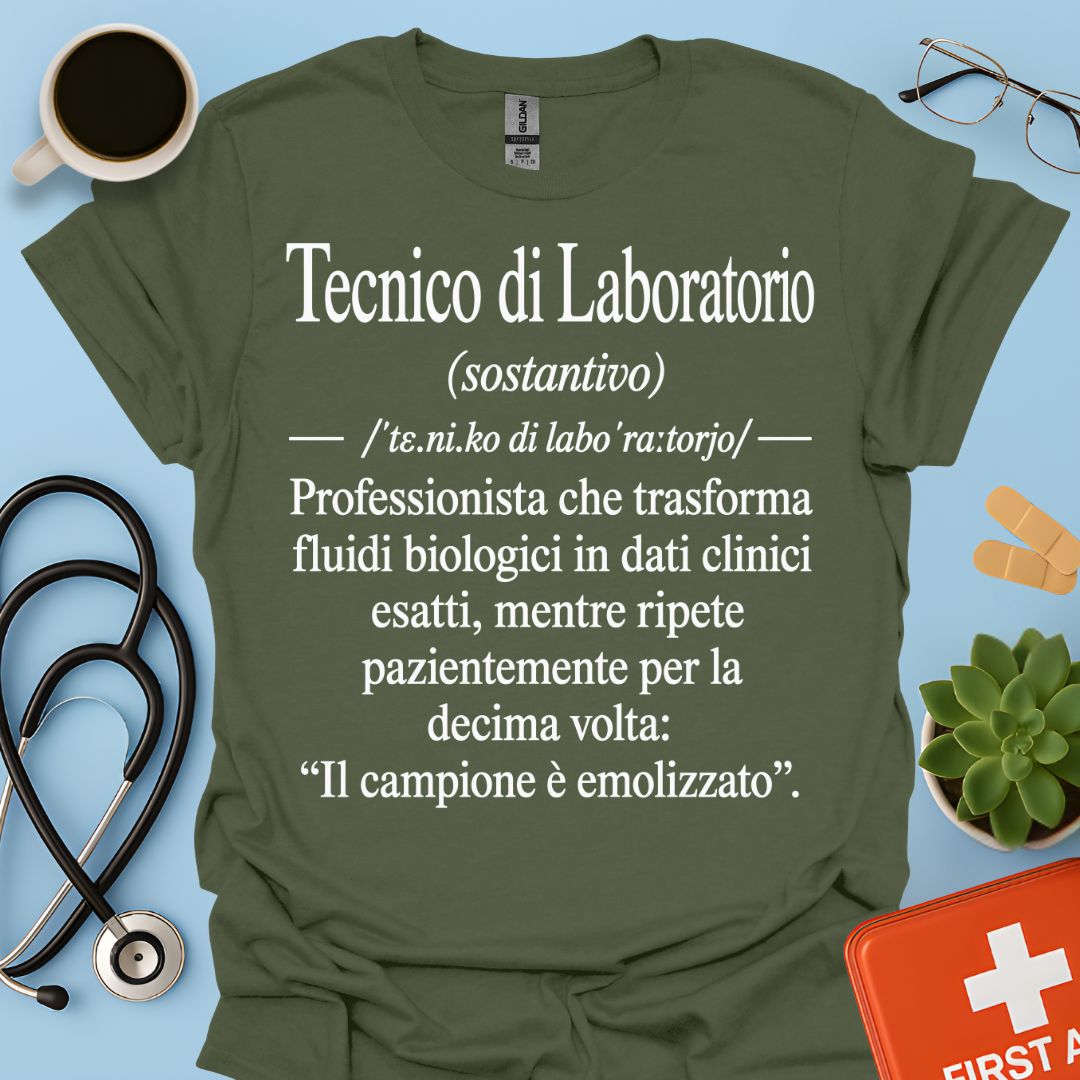 Maglietta Tecnico di Laboratorio – Campione Emolizzato – Regalo Ironico TSRM