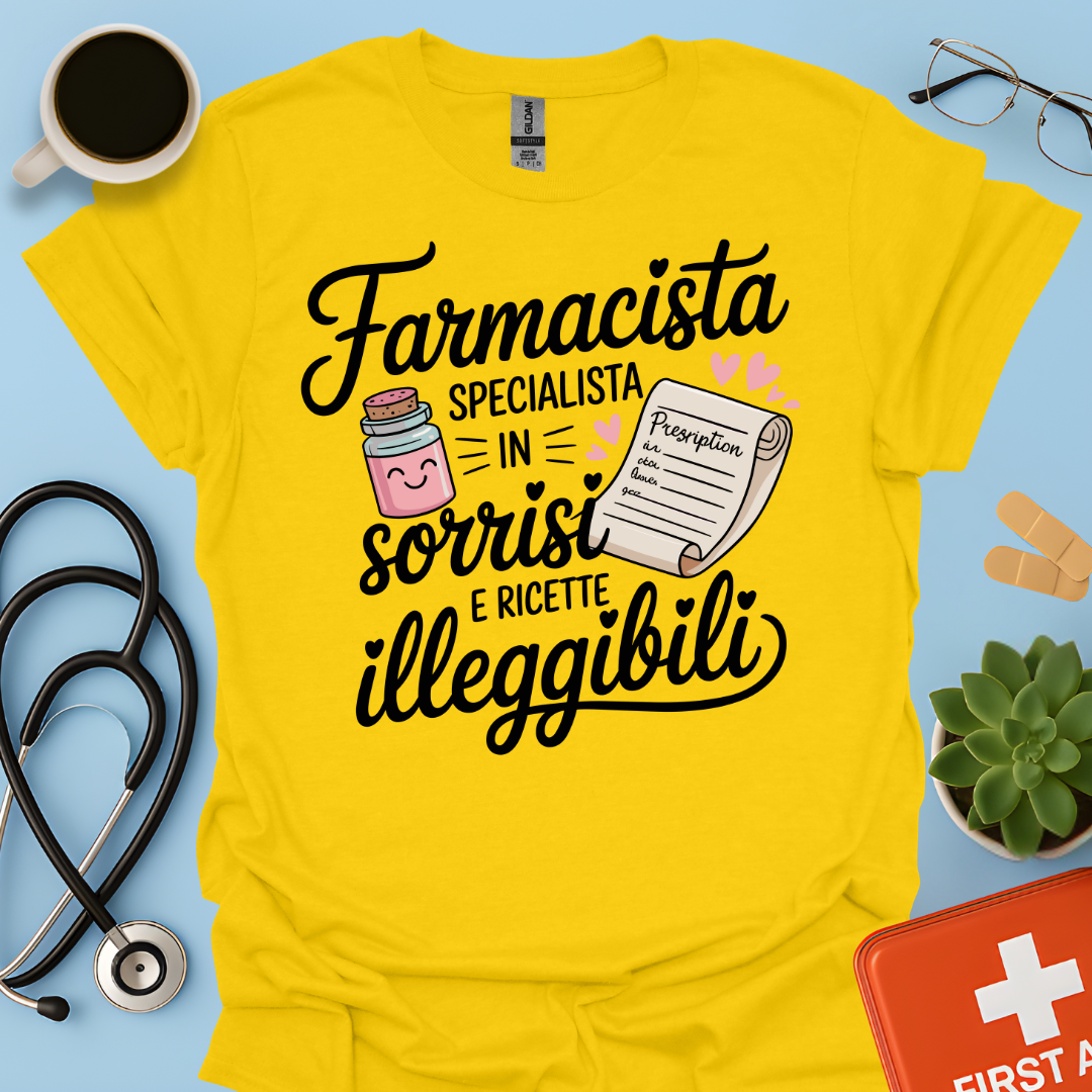 Farmacista specialista in sorrisi e ricette illeggibili — Farmacista Maglietta