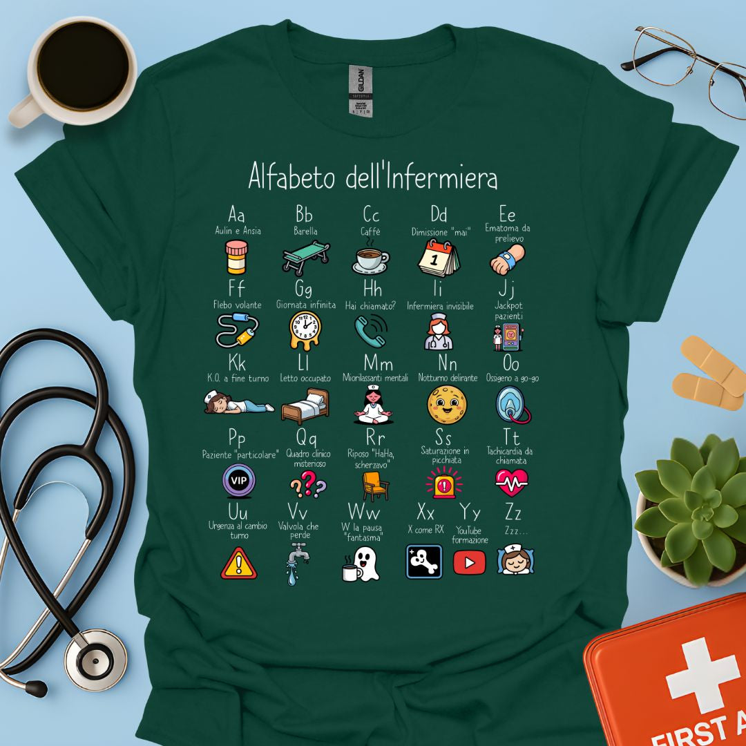 Alfabeto dell'Infermiera Maglietta