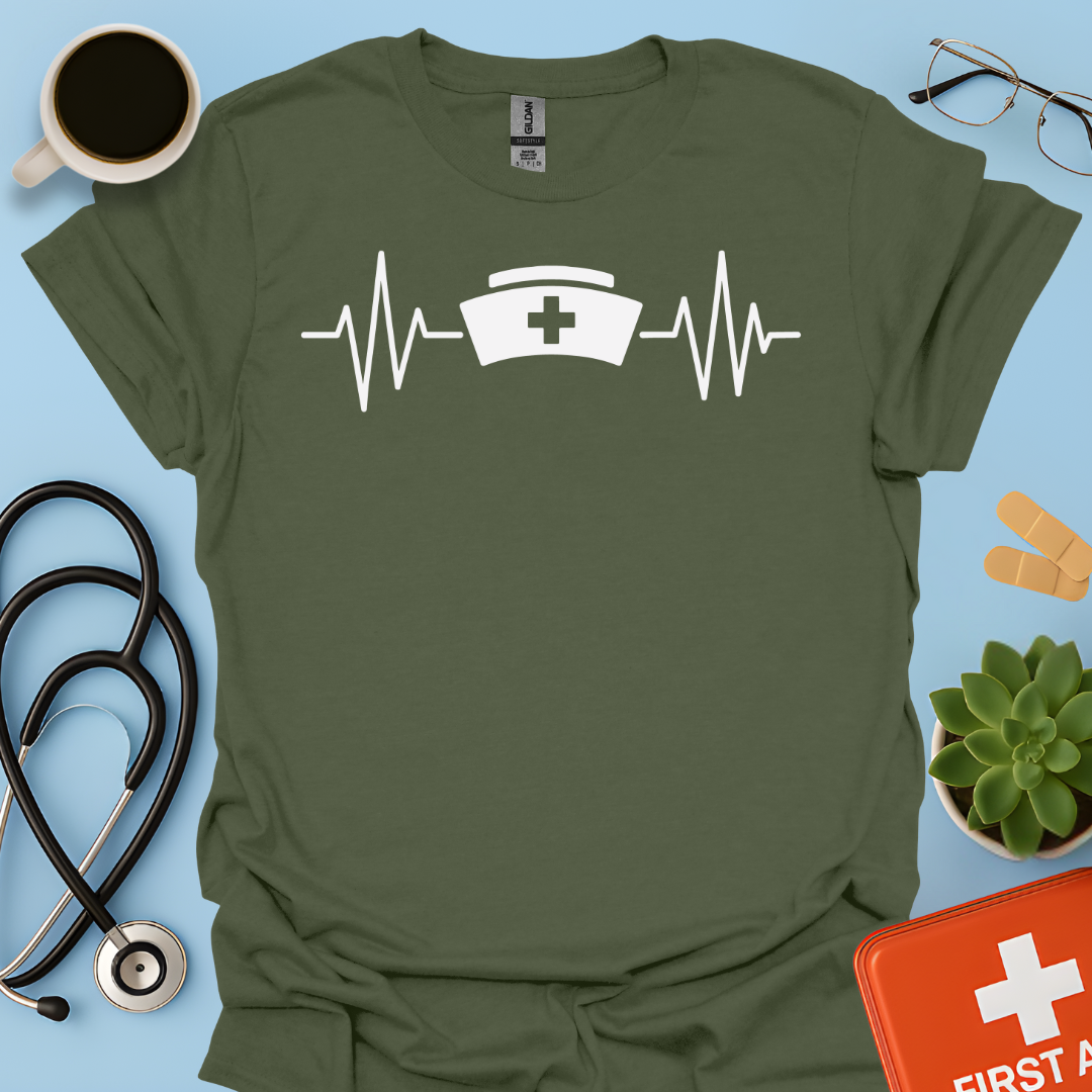 Battito Cardiaco, Linea ECG, Cappello Da Infermiera - Infermiera Maglietta