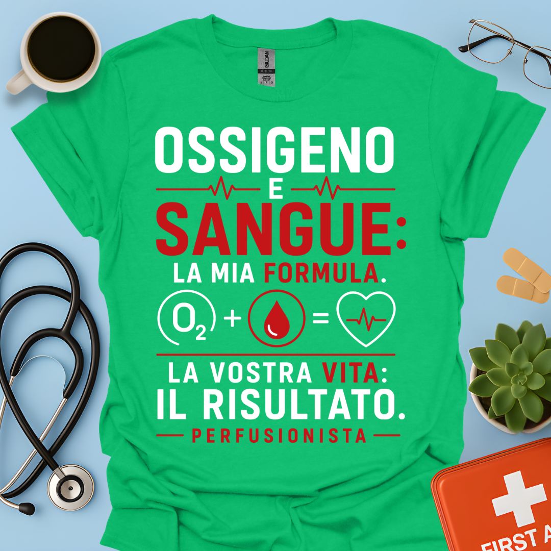 Perfusionista – Maglietta "Ossigeno e Sangue: La Mia Formula"