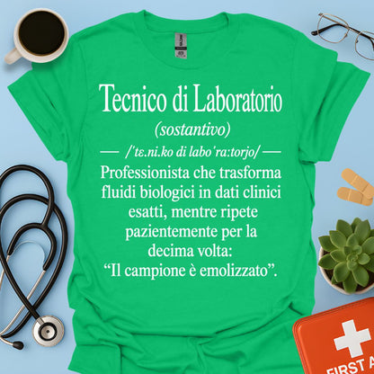 Maglietta Tecnico di Laboratorio – Campione Emolizzato – Regalo Ironico TSRM